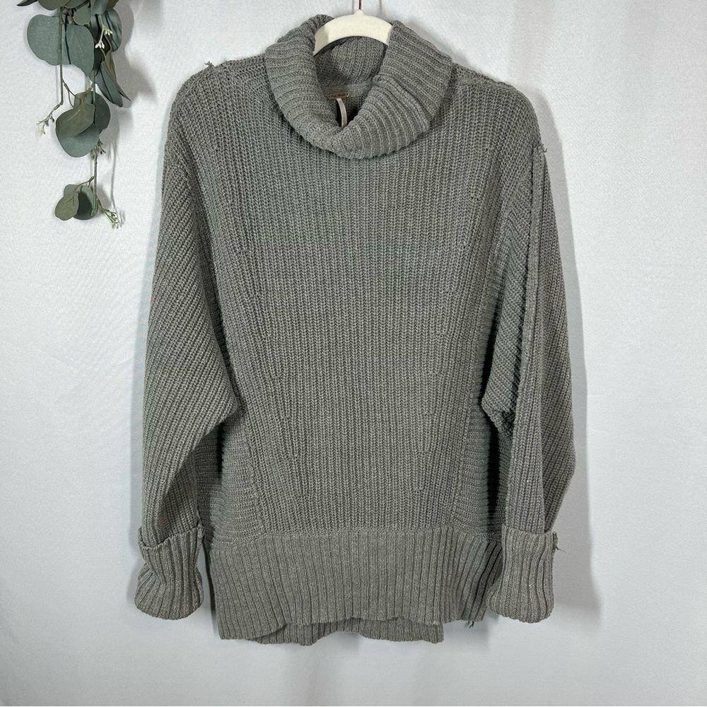 Free People | Oversized Turtleneck Knit Sweater Gray Women's Size XS